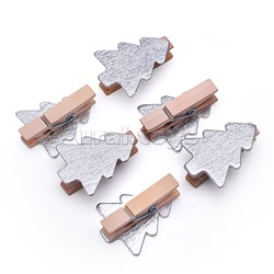 Набор новогодних украшений "Серебряные ёлочки" (6шт х 4см)