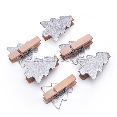 Набор новогодних украшений "Серебряные ёлочки" (6шт х 4см)