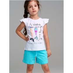 Комплект трикотажный для девочек: фуфайка (футболка), шорты