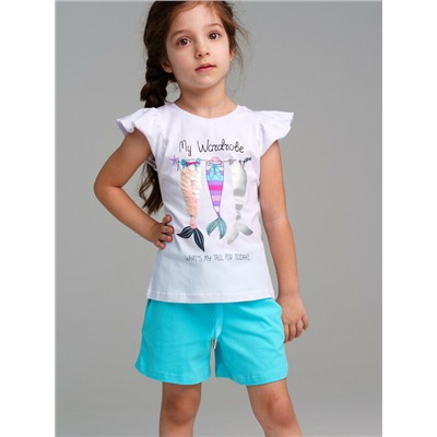 Комплект трикотажный для девочек: фуфайка (футболка), шорты