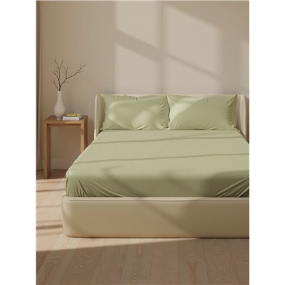 Простыня на резинке 1.5-спальная SL Home, 140×200+30 см, оливковая, модал