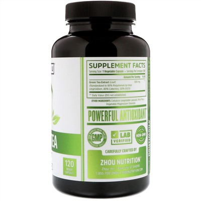 Zhou Nutrition, Экстракт зеленого чая, 120 вегетарианских капсул