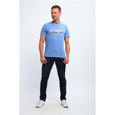 Футболка мужская 058 (Голубой)