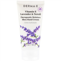 Derma E, лечебный увлажняющий крем для рук с маслом ши и витамином Е, лаванда и нероли, 56 г (2 унции)