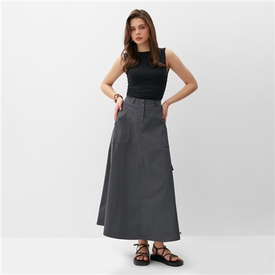 Юбка миди баллон женская MINAKU: Safari, графит, размер 46