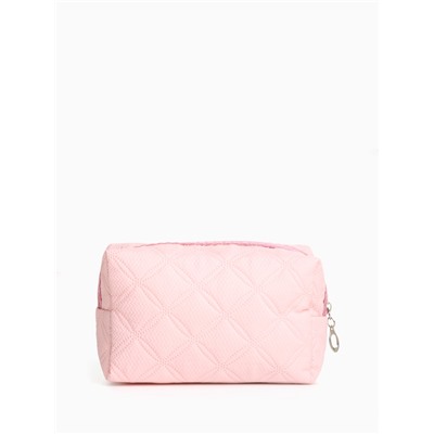 Косметичка женская на молнии, объёмная, маленькая, с принтом, нежно-розовая