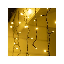 Гирлянда «Бахрома» 3×0.6 м, IP44, УМС, тёмная нить, 160 LED, свечение тёплое белое, 220 В