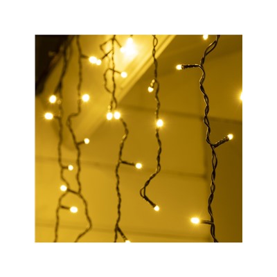 Гирлянда «Бахрома» 3×0.6 м, IP44, УМС, тёмная нить, 160 LED, свечение тёплое белое, 220 В