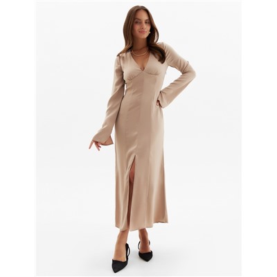 Платье женское шёлковое MIST: Classic Collection размер 44, бежевое