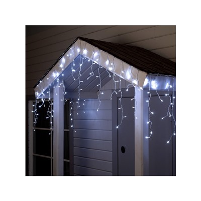 Гирлянда «Бахрома» 4×0.6 м, IP44, прозрачная нить, 180 LED, свечение белое, 8 режимов, 220 В