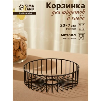 Корзинка - ваза для фруктов «Горшок», 23×23×7 см, чёрная