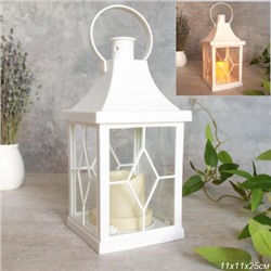 Светильник фонарь настольный Новогодний 21 см белый / YR02514W /уп 48/от батареек