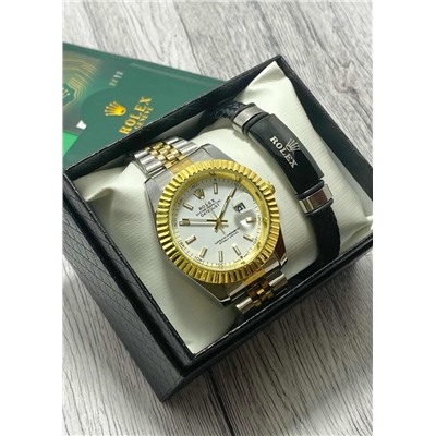 Подарочный набор для мужчины часы и браслет + коробка #22853463