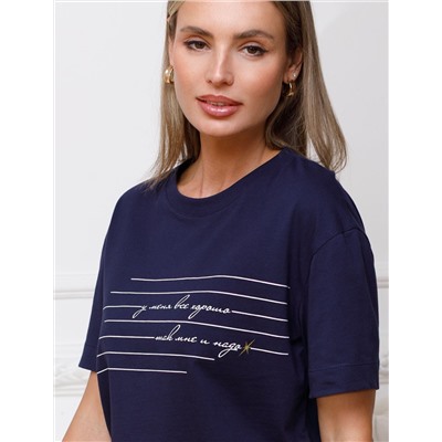 Футболка с принтом свободная из премиального 100% хлопка