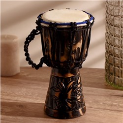 Сувенирный музыкальный инструмент барабан джембе «Тёмный», 26×14×14 см, МИКС