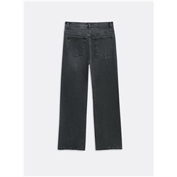 Актуальная коллекция CONTE CON-799 Чёрные джинсы straight ULTRA-LONG с эффектом потёртостей