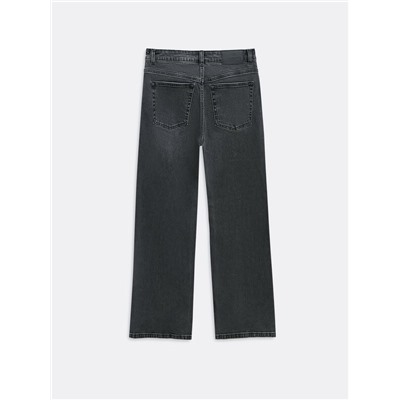 Актуальная коллекция CONTE CON-799 Чёрные джинсы straight ULTRA-LONG с эффектом потёртостей