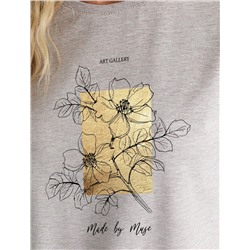 Свободная футболка с принтом из премиального хлопка с эластаном