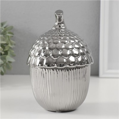 Шкатулка для украшений «Жёлудь», керамика, серебро, 12×12×18 см