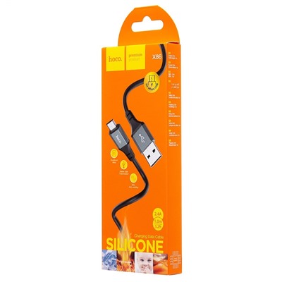 Кабель USB - micro USB Hoco X86 Spear 12W 100см 2,4A  (black)