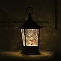 Светодиодная фигура «Фонарь с Дедом Морозом» 12×24×12 см, пластик, батарейки ААх3 (не в комплекте), USB, свечение тёплое белое