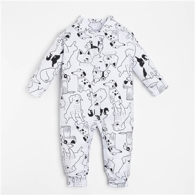 Комбинезон Крошка Я «Dogs», рост 68-74 см, цвет белый