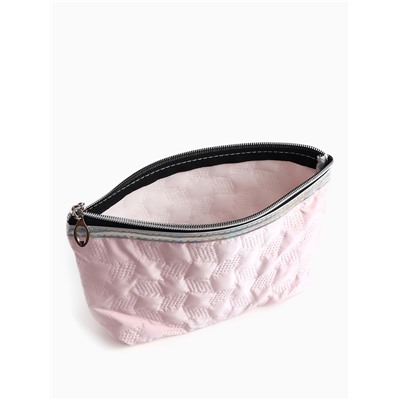 Косметичка на молнии простая, мягкая, розовая