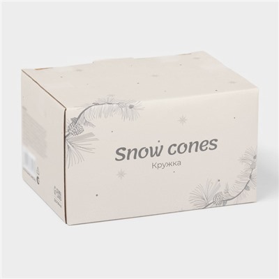 Кружка новогодняя Доляна Snow cones, 370 мл, 14.5×10.8×7.2 см, керамика, белая