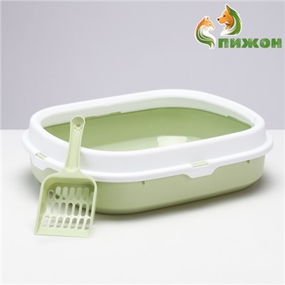 Туалет с бортом, 40×34×11 см, пластик, зелёный