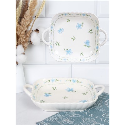 Блюдо с ручками квадратное / WX106 /уп 40/ 25х20х5 см