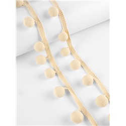 Тесьма декоративная с помпонами, 35±5 мм, 9.1±0.5 м, бежевая