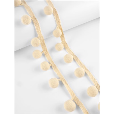 Тесьма декоративная с помпонами, 35±5 мм, 9.1±0.5 м, бежевая