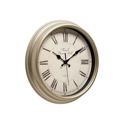 Часы настенные классические, бесшумные, плавный ход, d=31 см, золотистые