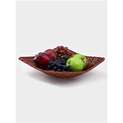 Корзинка для фруктов и хлеба Доляна «Огайо», 31×31×8.5 см, квадратная, пластик, плетёная, коричневая