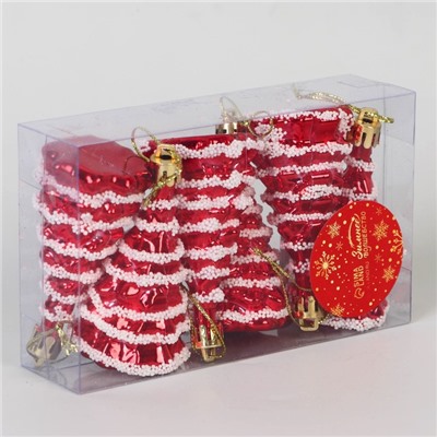 Ёлочные игрушки 6 шт. «Ёлочка праздничная» 3.5×7 см, красный