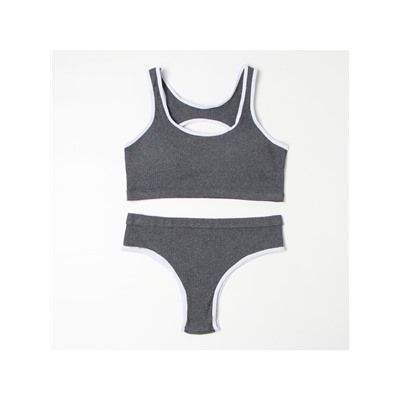 Комплект нижнего белья женский (топ, трусы) Collorista, тёмно-серый, размер 44-46