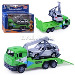 Машина металл KAMAZ Эвакуатор 12 см, (дв., подв. дет., инер.+машина 7,5 см,) в коробке