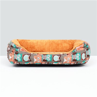 Лежанка для животных + ротанговый коврик, 50×40×15 см, бежево-серая