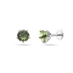 Серьги из серебра празиолит кварц, Ю-25003р