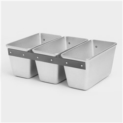 Форма для хлеба, 2,1 л, 22,5×11,5×12,2 см, Л-7, 3-х секционная, литой алюминий