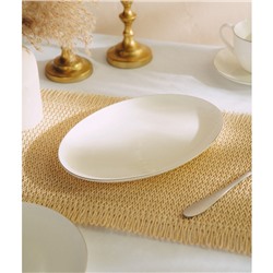 Тарелка для подачи SL Home «Каскарон», 25.4×18.5×2.5 см, овальная, костяной фарфор, белая