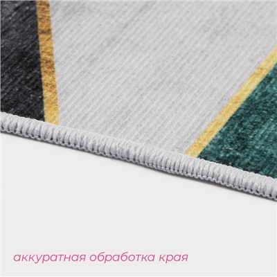Коврики для дома Доляна «Геометрик», 2 шт., 45×120 см, 40×60 см, зелёно-серые