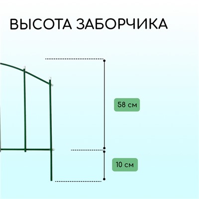 Ограждение декоративное, 68×410 см, 5 секций, металл, зелёное, «Вертикаль»