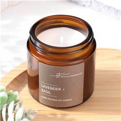 Ароматическая свеча в банке Lavender basil, соевый воск, 90 г, лаванда и базилик