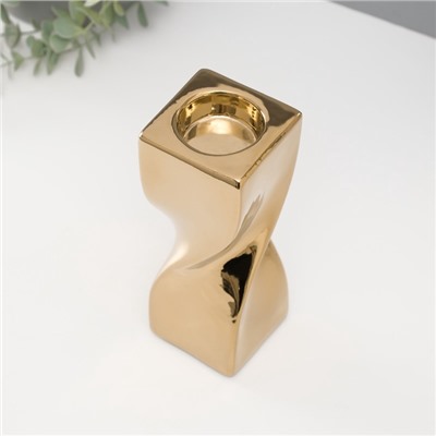 Подсвечник на 1 свечу «Изгиб», d=3.5 см, золото, 6.5×6.5×17.5 см