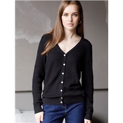 Кардиган тонкой ажурной вязки из хлопка и вискозы