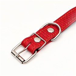 Ошейник кожаный с тиснением на синтепоне, 65×3 см, ОШ 40-55 см, красный
