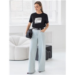 Нарядная футболка с принтом фольгой из премиального хлопка с эластаном