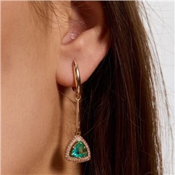 Комплект ювелирной бижутерии коллекция "Дубай" серьги и кольцо 19 р покрытие позолота, вставка: фианиты и цирконы, цвет: морская волна и прозрачный, арт.215.618-19