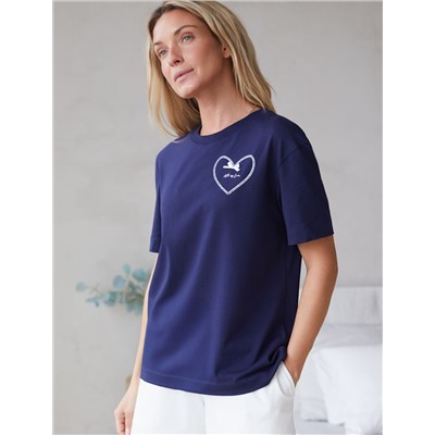 Футболка с принтом свободная эластичная из премиального хлопка